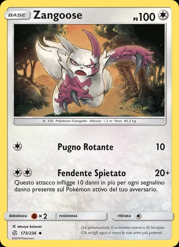 Zangoose card in Italian