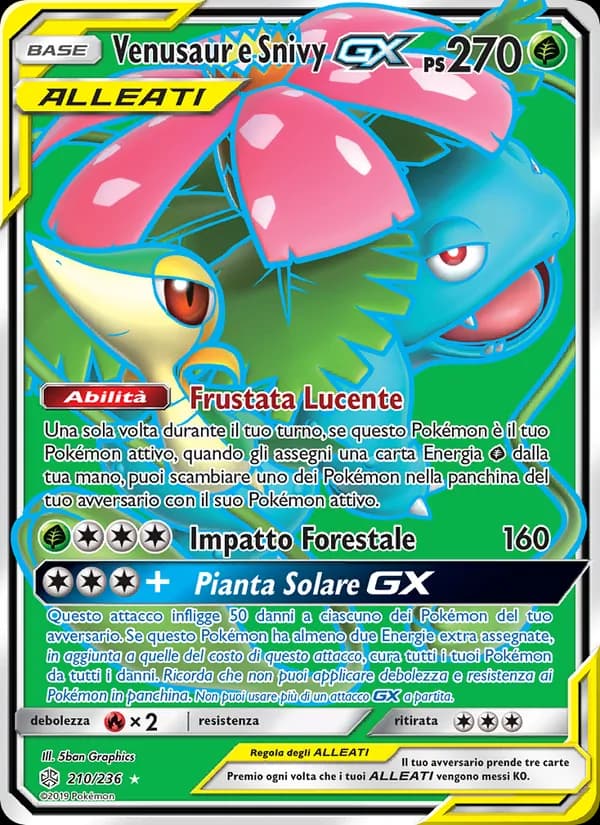 Venusaur e Snivy GX card in Italian