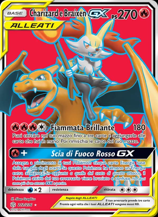 Charizard e Braixen GX card in Italian