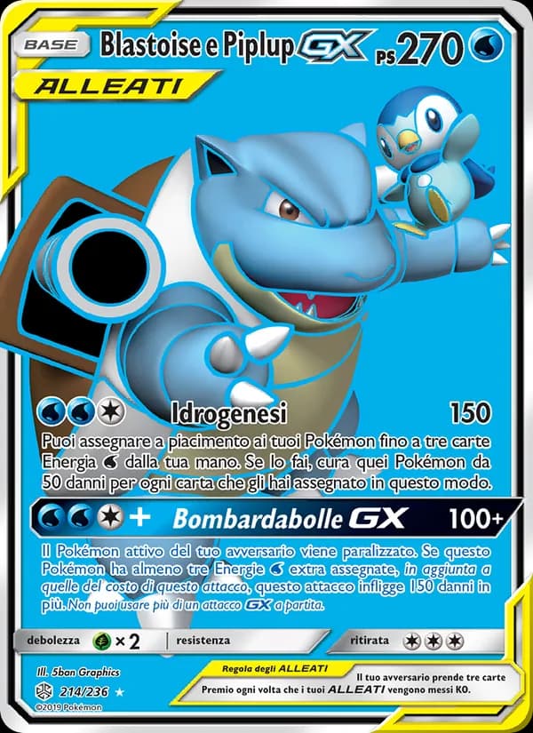 Blastoise e Piplup GX card in Italian