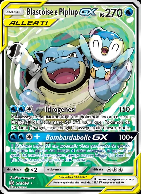 Blastoise e Piplup GX card in Italian