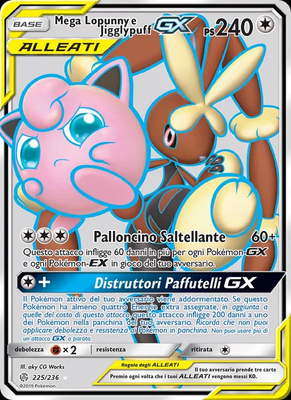 Mega Lopunny e Jigglypuff GX card in Italian