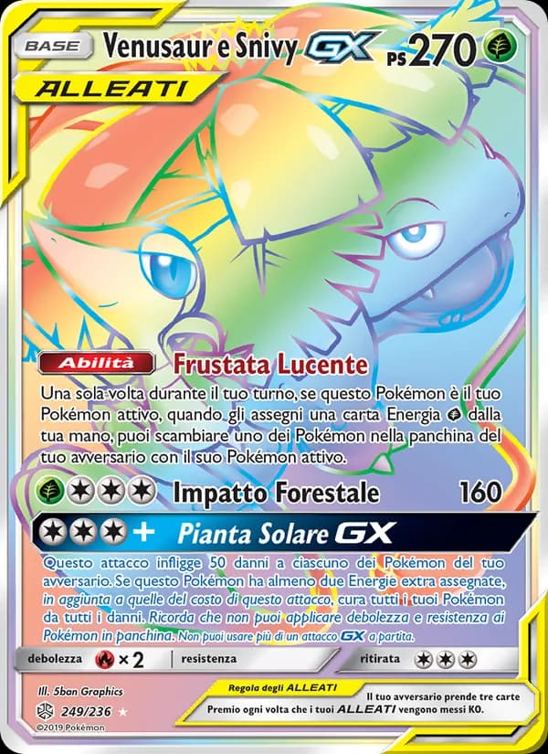 Venusaur e Snivy GX card in Italian