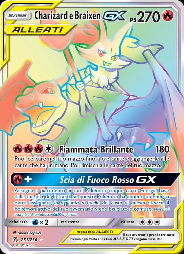 Charizard e Braixen GX card in Italian