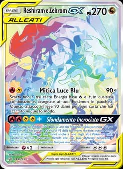 Reshiram e Zekrom GX card in Italian