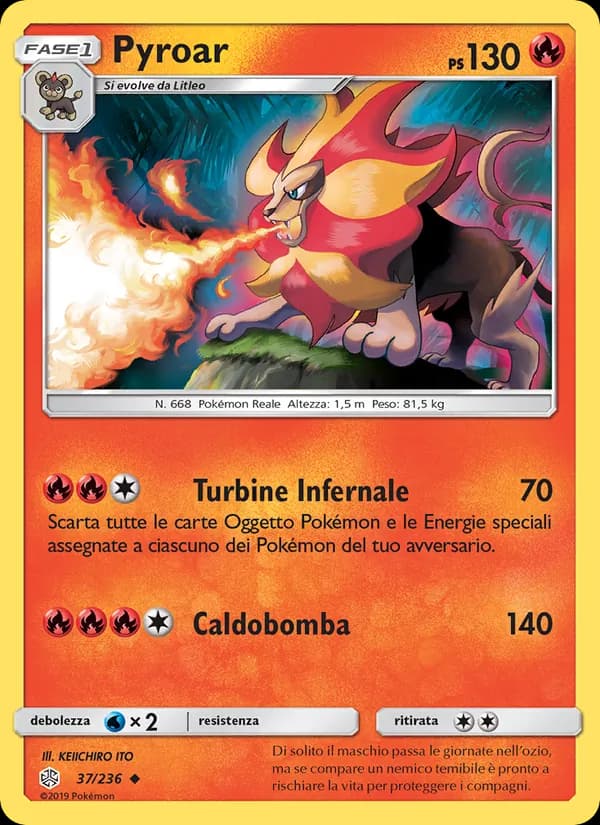 Pyroar card in Italian