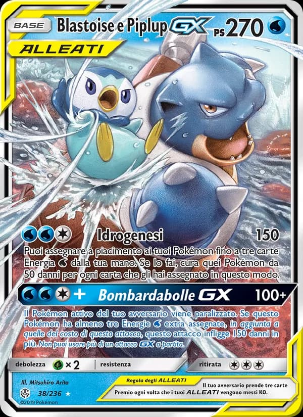 Blastoise e Piplup GX card in Italian