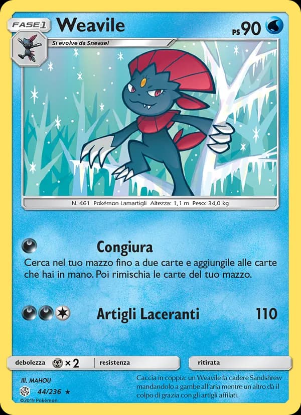 Weavile card in Italian