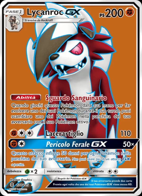 Lycanroc GX card in Italian