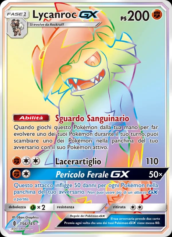 Lycanroc GX card in Italian
