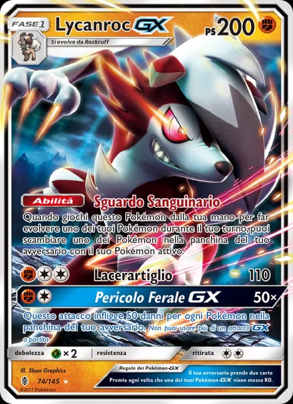 Lycanroc GX card in Italian