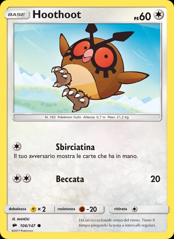 Hoothoot card in Italian
