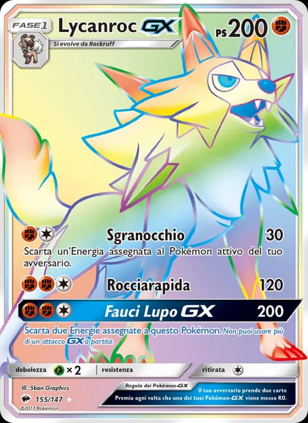 Lycanroc GX card in Italian