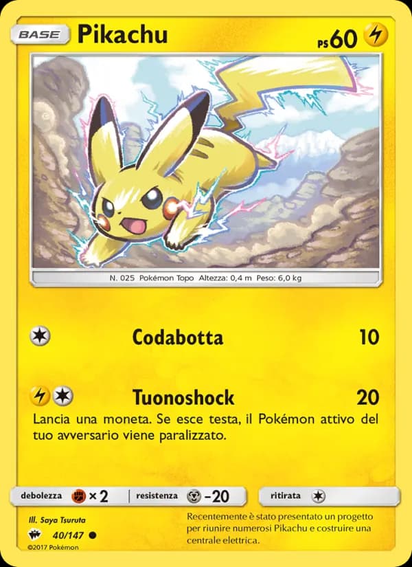 Pikachu card in Italian