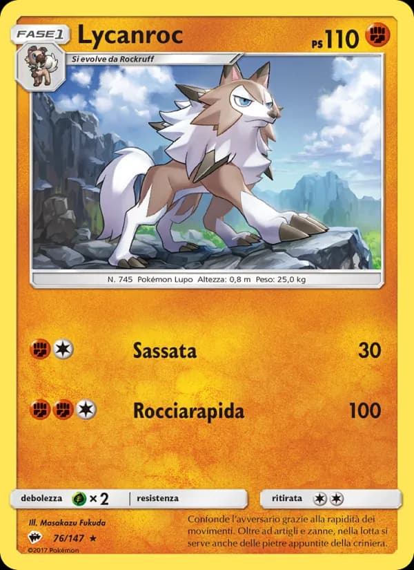Lycanroc card in Italian