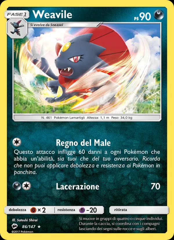 Weavile card in Italian
