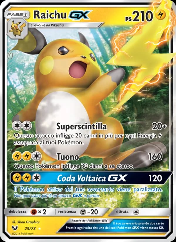 Raichu GX card in Italian