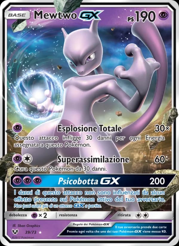 Mewtwo GX card in Italian