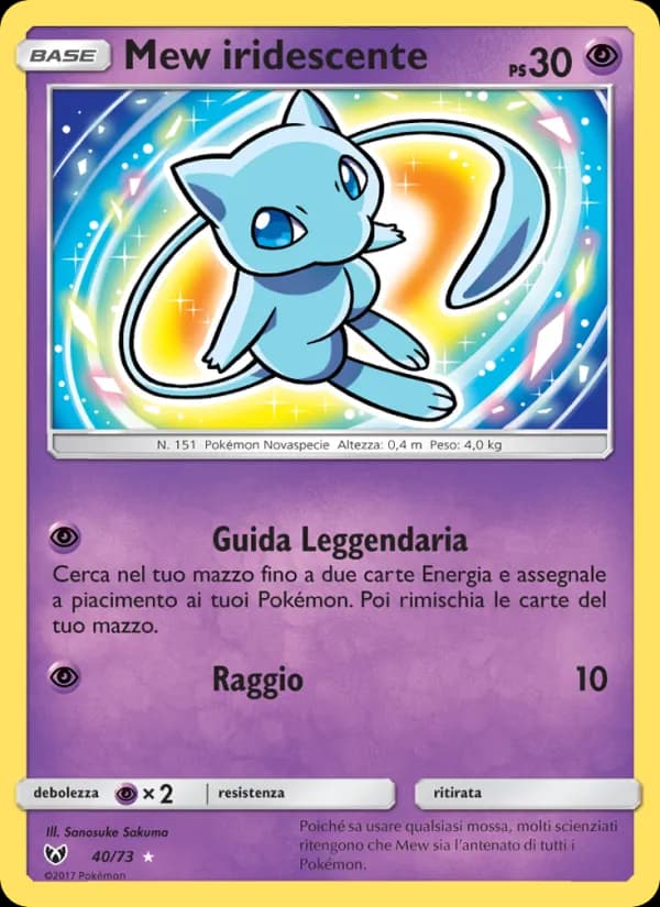Mew iridescente card in Italian