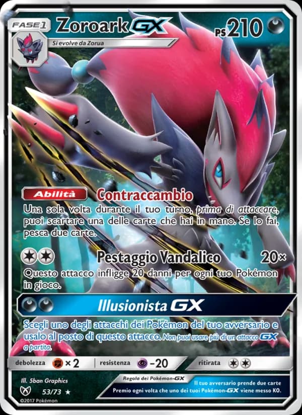 Zoroark GX card in Italian