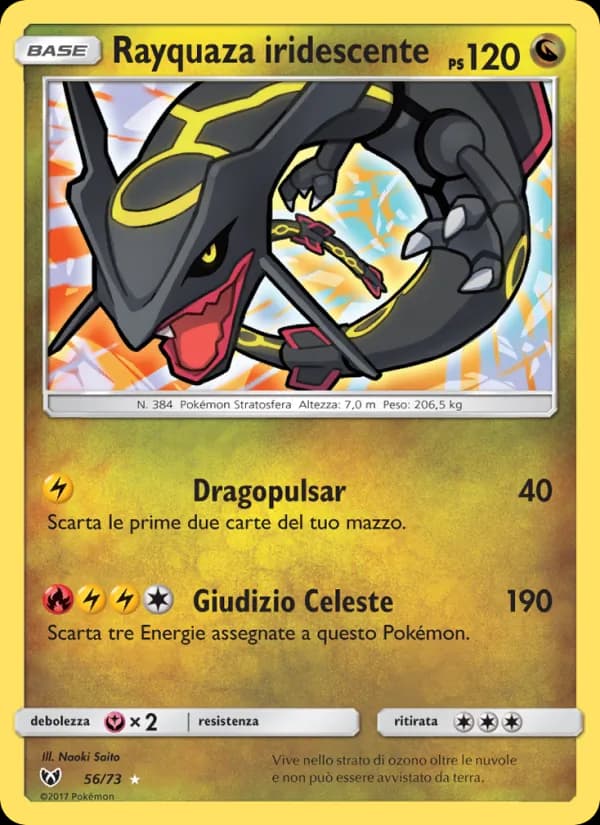 Rayquaza iridescente card in Italian
