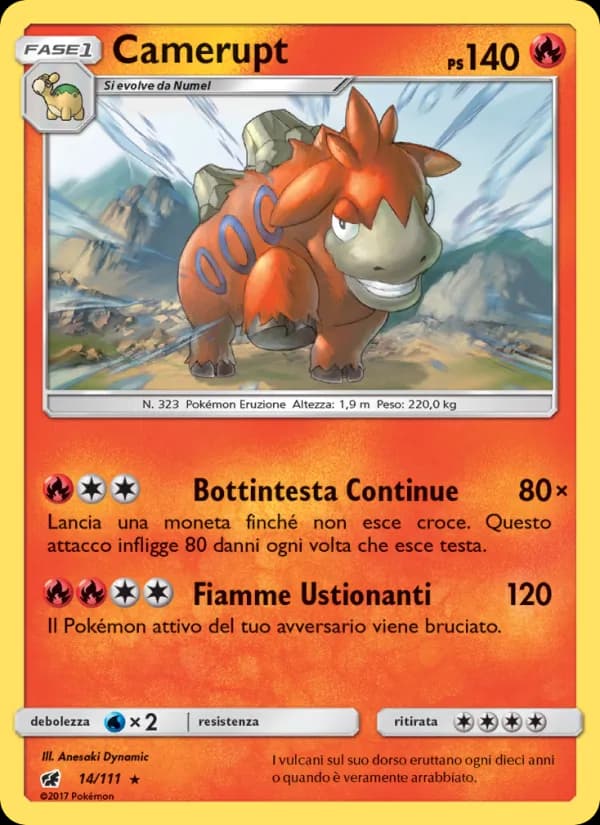 Camerupt card in Italian