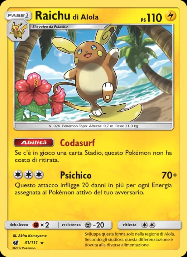 Raichu di Alola card in Italian