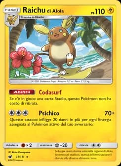 Raichu di Alola card in Italian