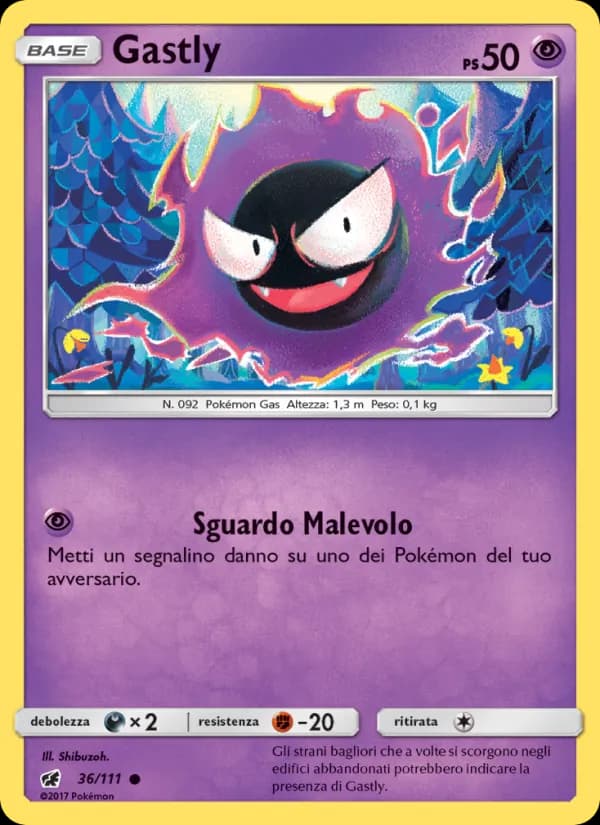 Gastly card in Italian