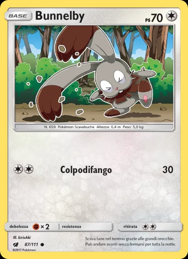 Bunnelby card in Italian
