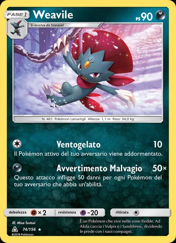 Weavile card in Italian
