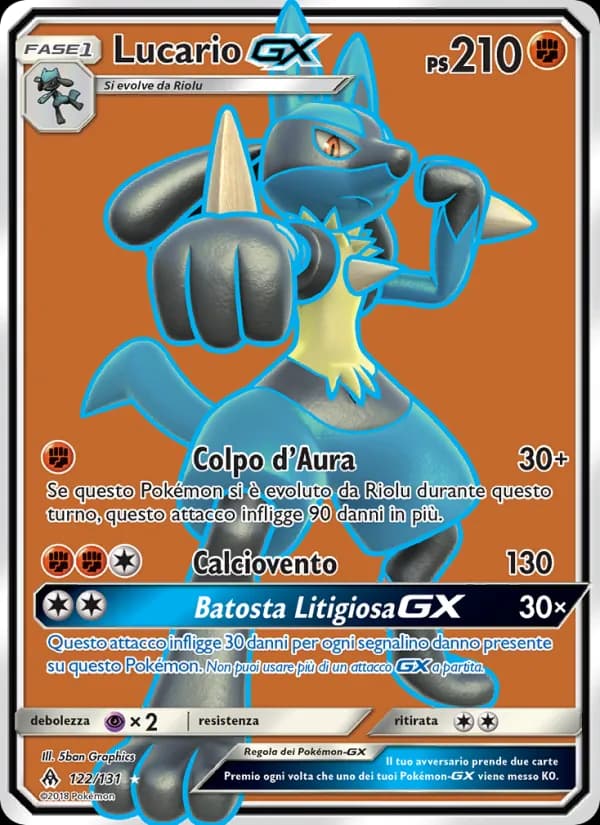 Lucario GX card in Italian