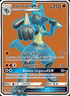 Lucario GX card in Italian