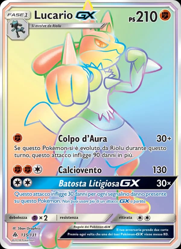 Lucario GX card in Italian