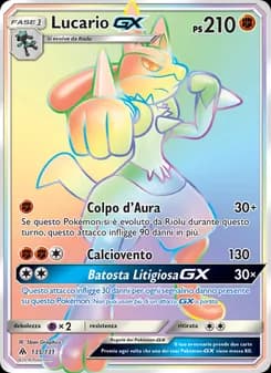 Lucario GX card in Italian