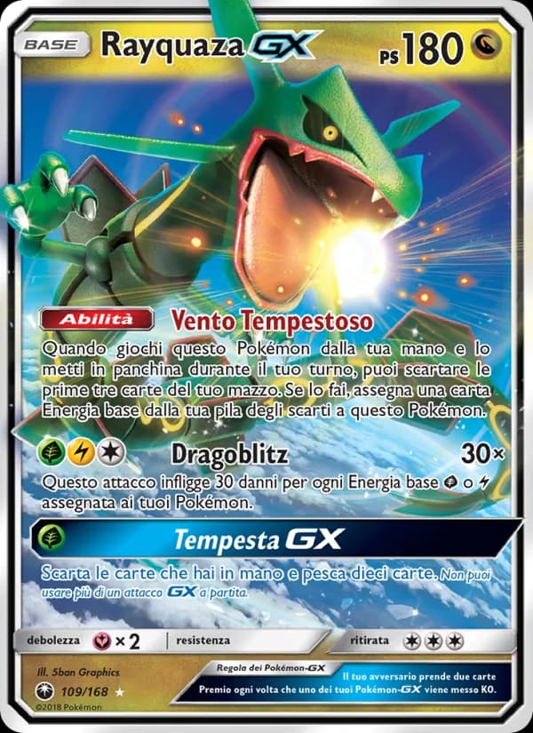 Rayquaza GX card in Italian