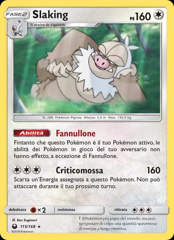 Slaking card in Italian
