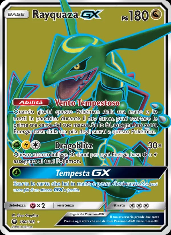 Rayquaza GX card in Italian