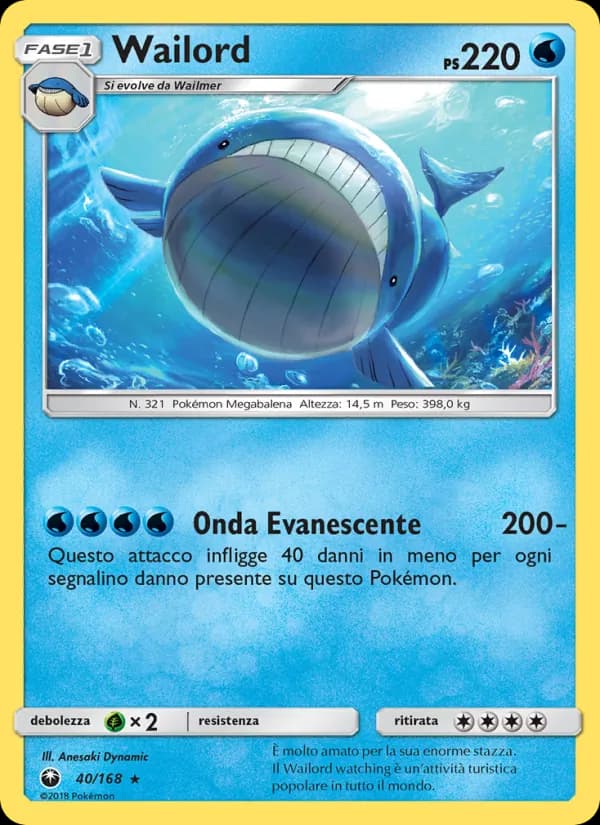 Wailord card in Italian