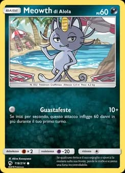 Meowth di Alola card in Italian