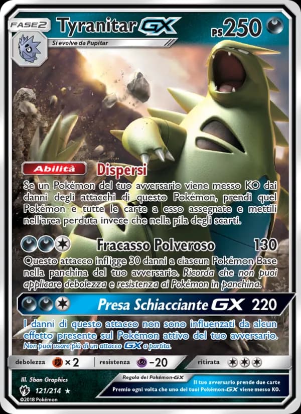Tyranitar GX card in Italian