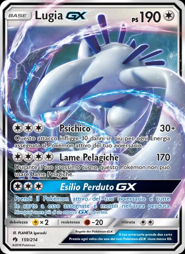 Lugia GX card in Italian