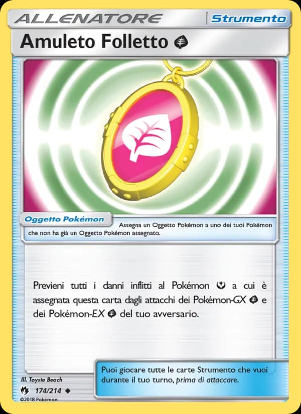 Amuleto Folletto Grass card in Italian