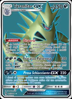 Tyranitar GX card in Italian