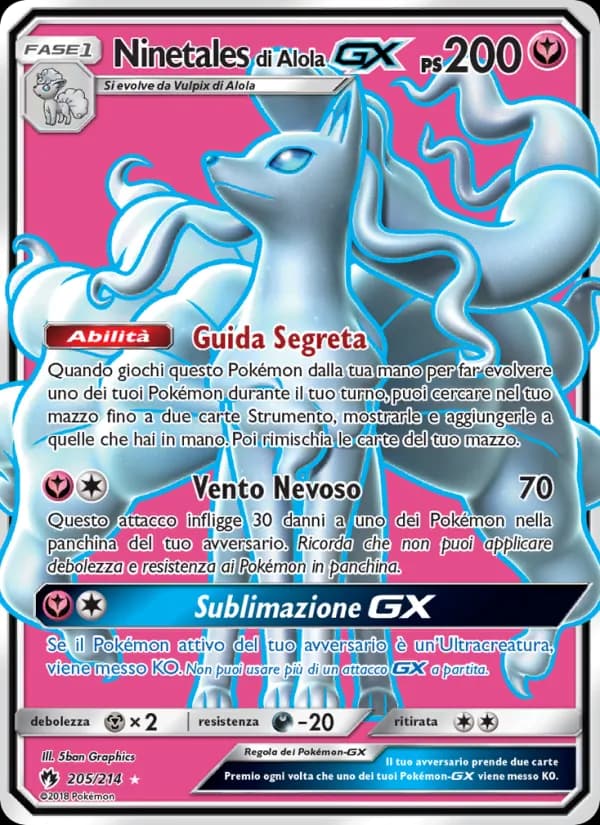Ninetales di Alola GX card in Italian