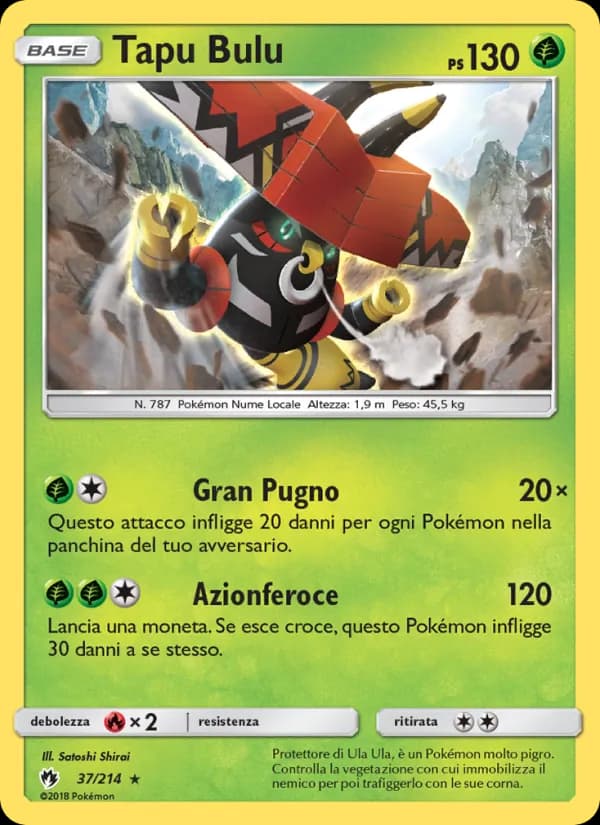 Tapu Bulu card in Italian