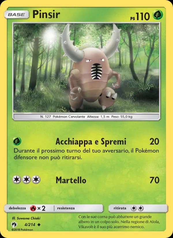 Pinsir card in Italian