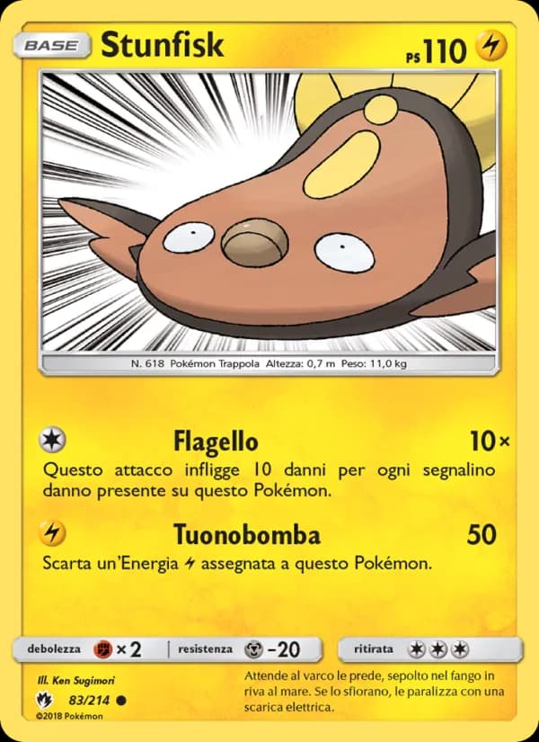 Stunfisk card in Italian