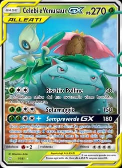 Celebi e Venusaur GX card in Italian