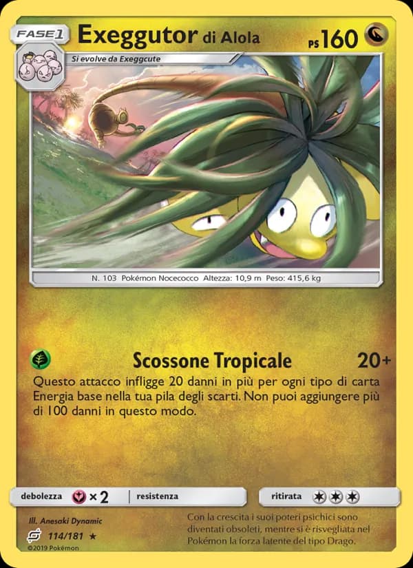 Exeggutor di Alola card in Italian